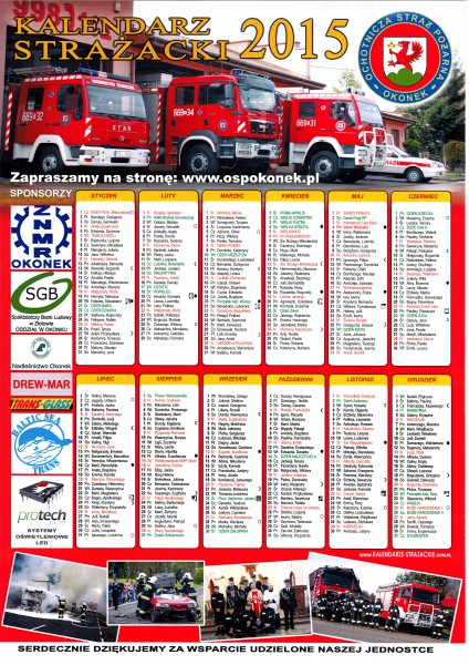 kalendarz strażacki 2015 osp okonek maly